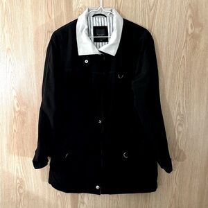 Braetan Black and White Trench Coat with Contrasting Collar